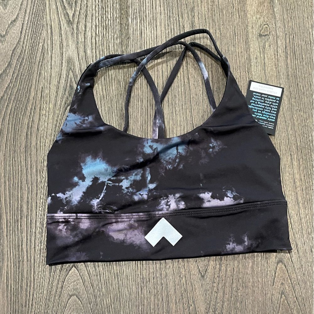 NWT Onzie x Tonal Sacred Strappy Sports Bra Black Tie Dye Size S/M